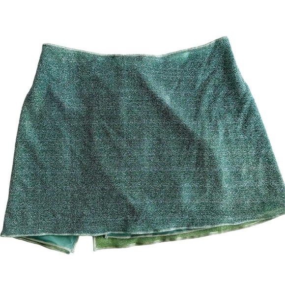 ❌SOLD❌ OSEREE LUMIERE WRAP EFFECT EMBELLISHED METALLIC STRETCH KNIT MINI SKIRT - Picture 11 of 13